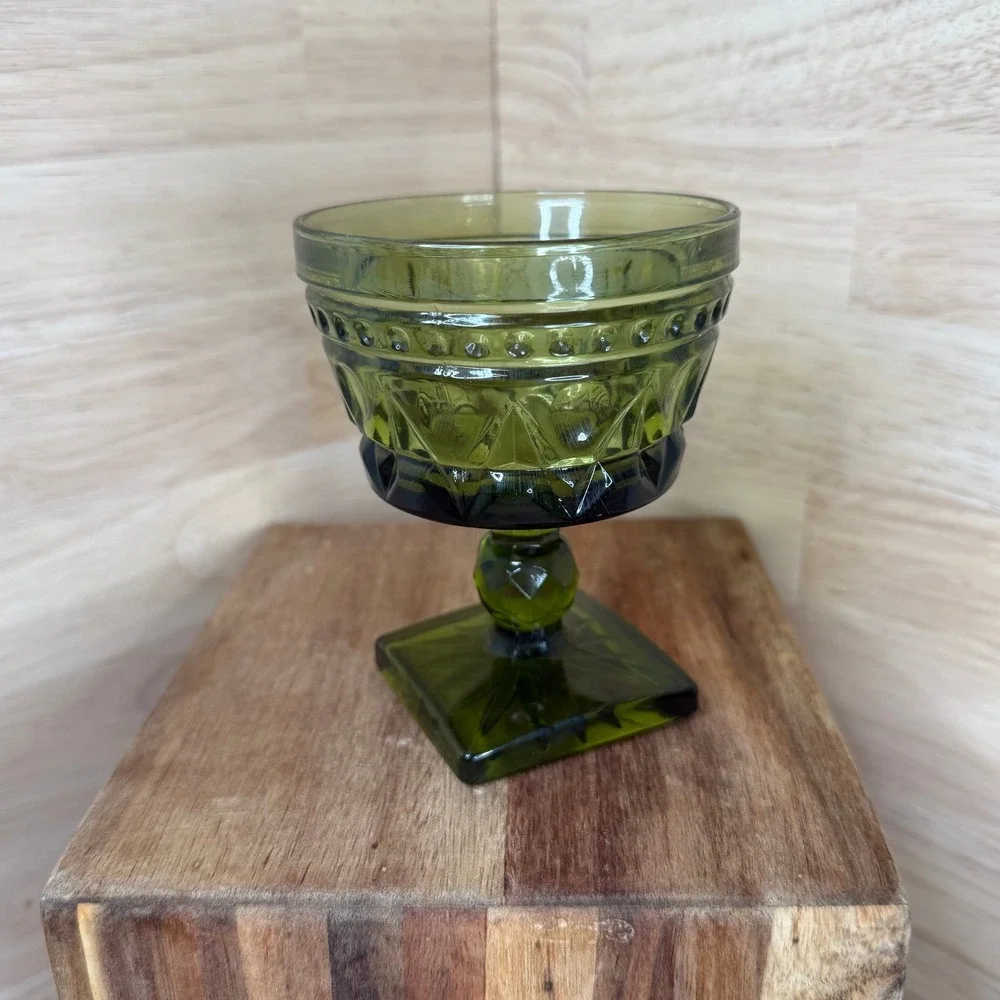 Indiana COLONY Park Lane Green Champagne Sherbet Glass MID century Modern‎